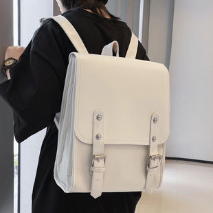 书包女2025新款原创学生党上课通勤奶白色双肩背包时尚百搭斜跨包