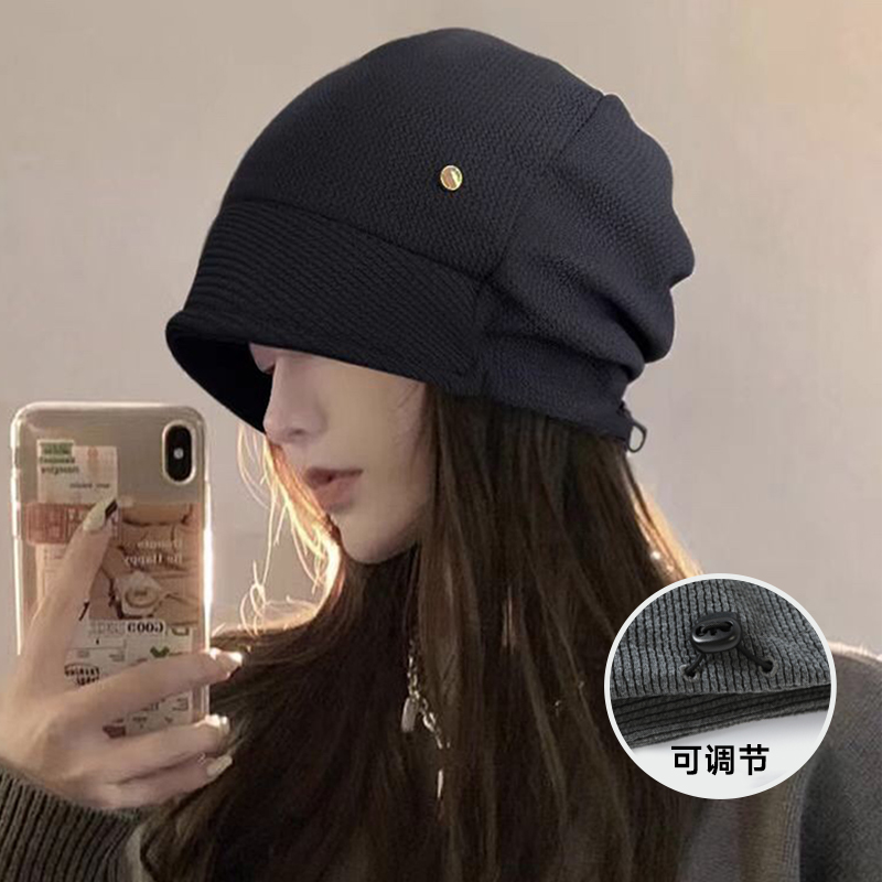 黑色冷帽女款秋冬包头帽堆堆帽