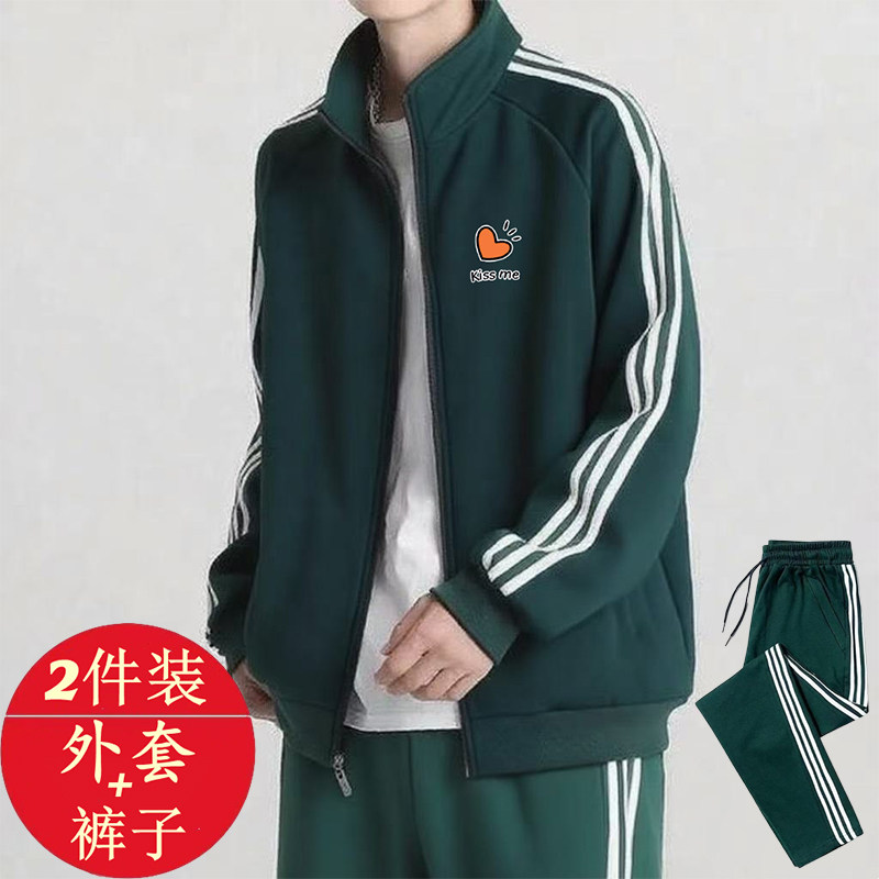 三杠运动套装男酷帅穿搭一整套