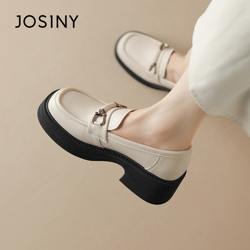 卓诗尼粗跟乐福鞋女2023夏季新款英伦风百搭单鞋休闲通勤气质女鞋