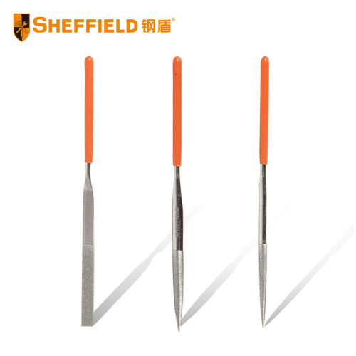 钢盾SHEFFIELD 3件套金刚石整形锉(4x160mm)塑柄金刚石S090002