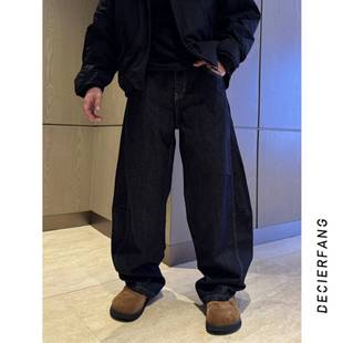 廓形解构休闲百搭高街 秋季 今年流行特惠美式 复古牛仔弯刀牛仔裤