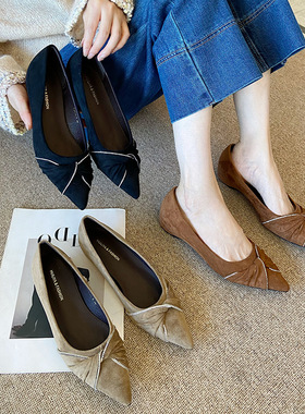 今年流行特惠Y2777-5尖头单鞋女平底2025秋新款百搭法式浅口豆豆