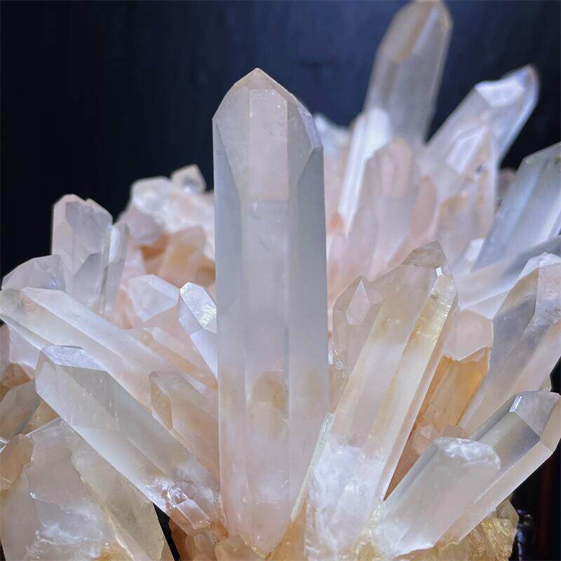 천연 마다가스카르 핑크 스킨 레드 스킨 티 바디 스모키 쿼츠 화이트 크리스탈 클러스터 홈 컬렉션 원석 준 보석 장식품