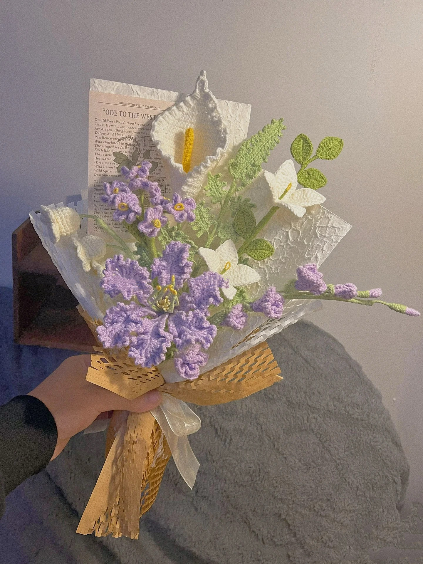 手工编织郁金香混搭毛线花束diy材料包自制仿真花节日礼物送对象