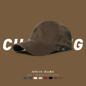 深顶棕色大头围棒球帽女春夏磨毛复古显脸小宽檐咖啡色鸭舌帽子男