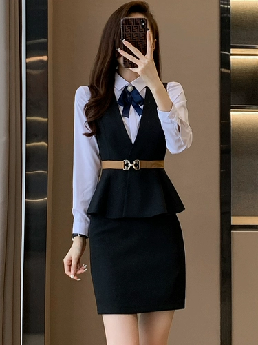 Рабочий модный жилет для отеля, комплект, униформа, облегающий крой