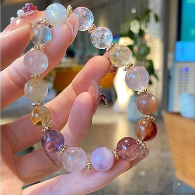 彩虹仙女款多宝手链灰月光石糖果色福意绵延紫阿塞白阿塞水晶手串