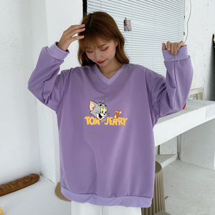 秋冬300斤胖mm韩版长袖百搭卫衣女装230原宿风学生薄款外套潮200