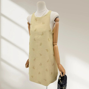 法式小香风吊带连衣裙女夏2026新款高级感名媛气质蝴蝶结无袖裙子