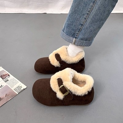 加绒勃肯鞋女冬季厚底保暖棉鞋