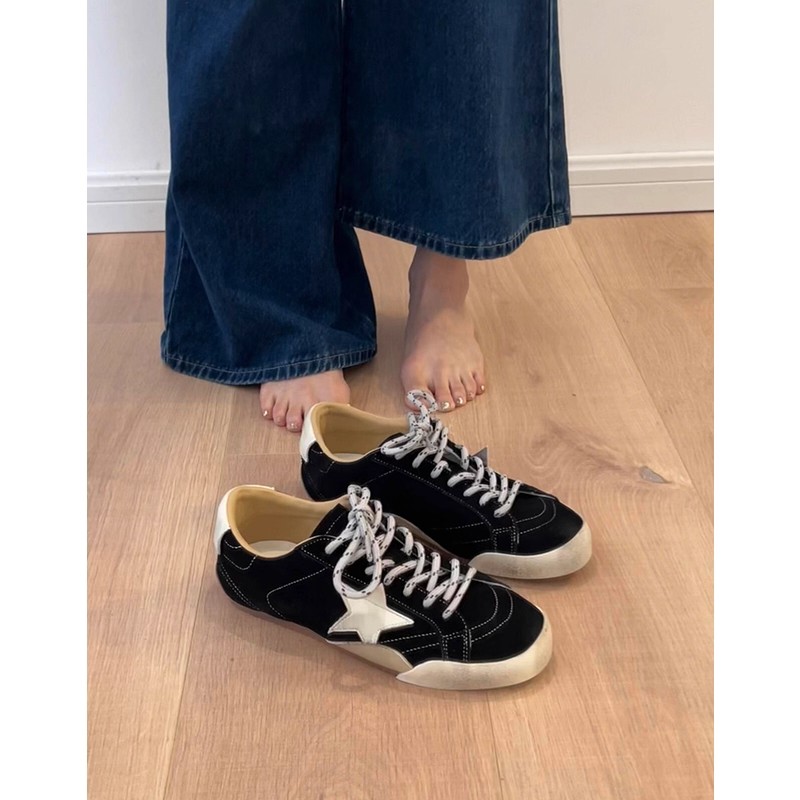 羊皮星星系带德训鞋女运动板鞋子