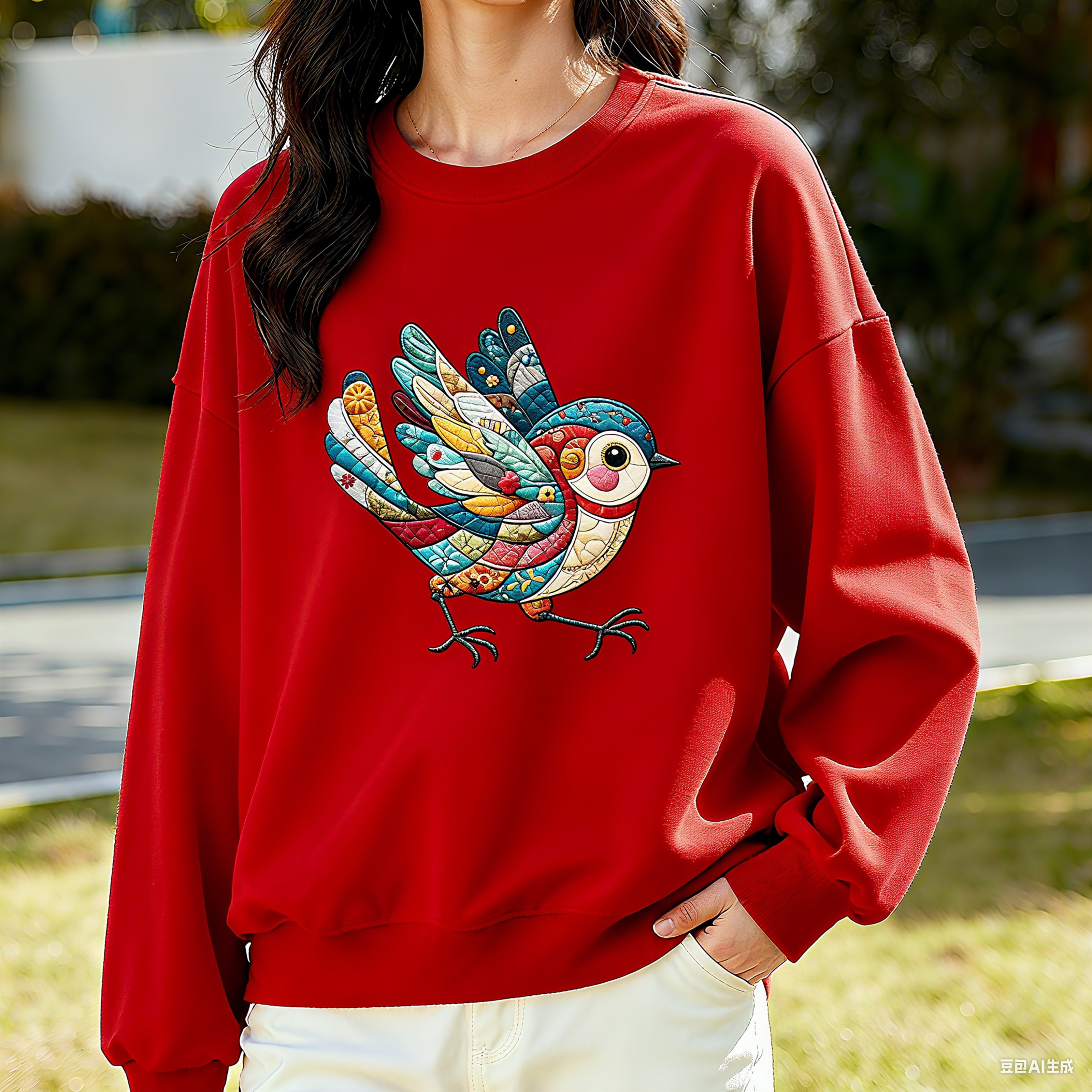 纯棉春秋运动粉红色卫衣女初中生加绒大码圆领外套薄款宽松加厚男