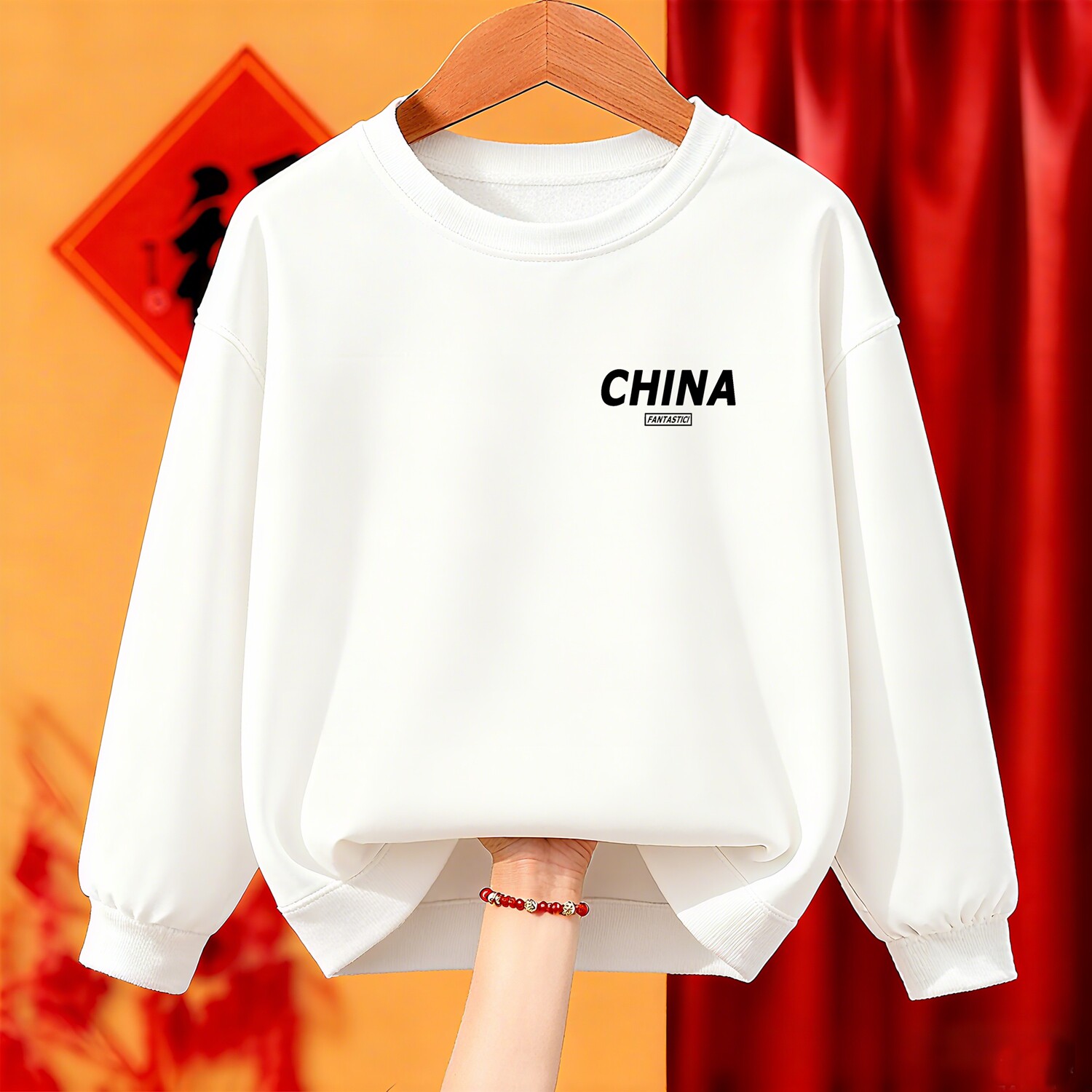 夷美夷家卫衣女红色2025新款卫衣/绒衫