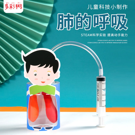 幼儿园科学小发明模拟肺的呼吸学生手工制作材料diy实验教学模型