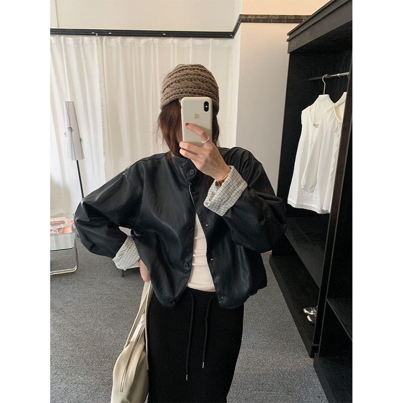 两面穿黄峥外套百搭立领短款上衣