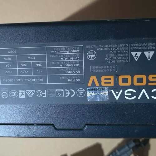 {议价}出一个EVGA 500BV电源，铜牌认证，额定500W，正常
