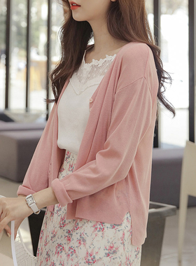 冰丝针织衫开衫女薄款夏季2025年新款长袖披肩外搭空调衫外套上衣