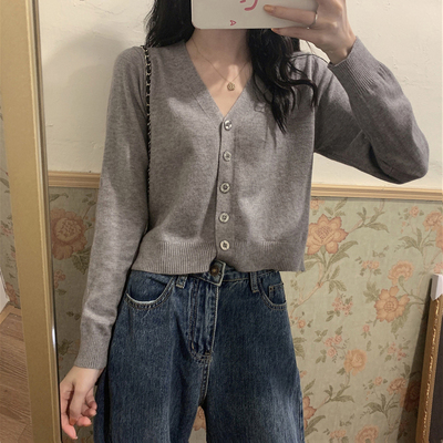 针织衫开衫外套女短款春秋2026年新款春装v领上衣春季毛衣外搭女
