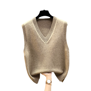 针织马甲背心女春秋2025年新款爆款V领毛衣外搭坎肩宽松叠穿马夹