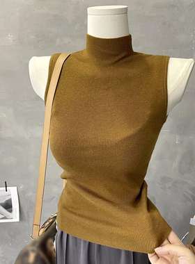 半高领针织吊带背心女2025春秋新款修身上衣冬季内搭无袖打底衫女