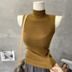 修身 上衣冬季 内搭无袖 半高领针织吊带背心女2025春秋新款 打底衫 女