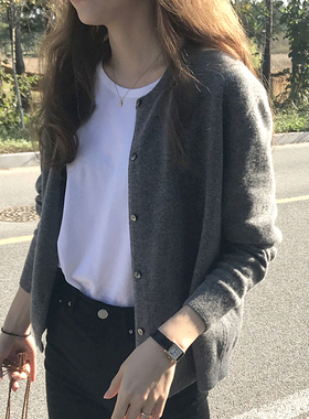 早秋毛衣外套女士短款秋装2025年新款爆款秋季圆领春秋针织衫开衫