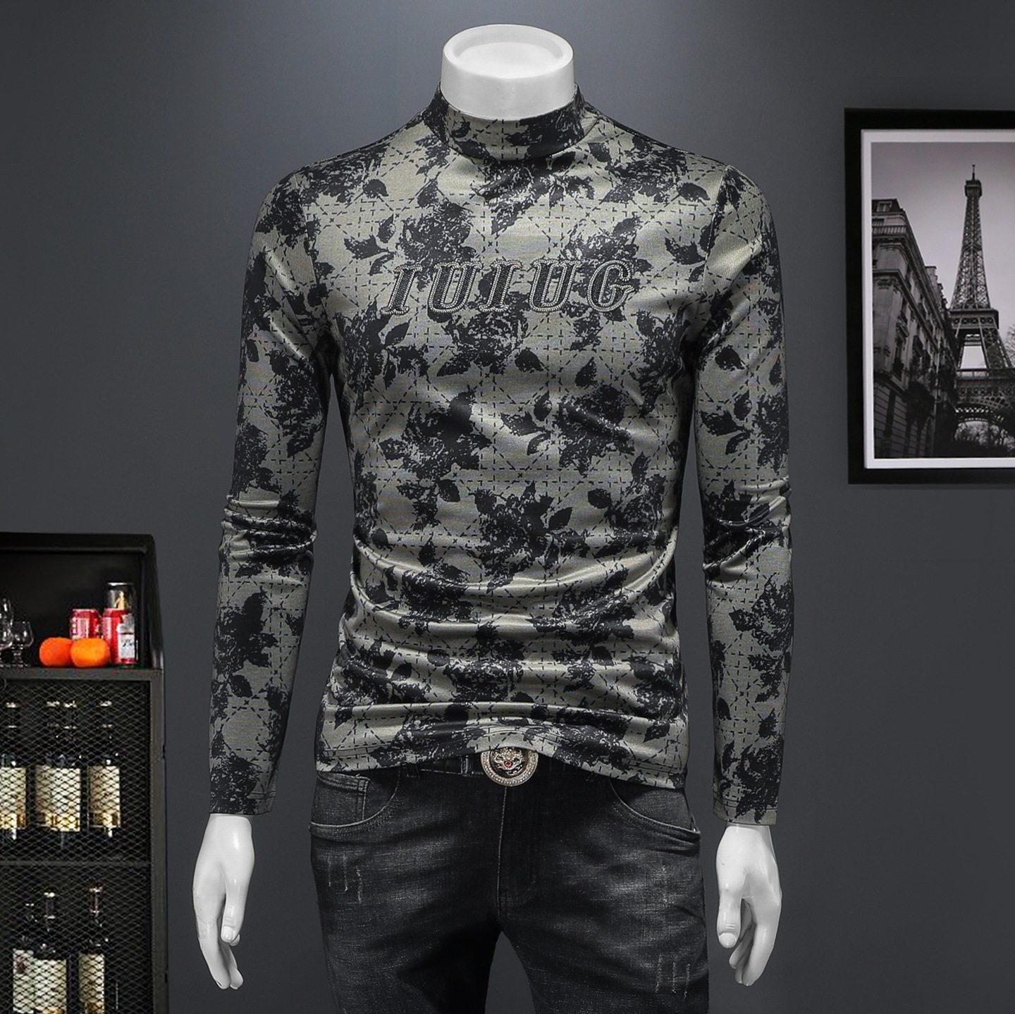 今年流行特惠欧洲站2025冬季新款男士长袖T恤修身花版加厚高领,男装,针织衫/毛衣,淘宝优惠券,粉丝福利购,淘宝优惠卷