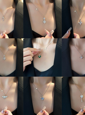 不掉色银色钛钢项链夏季女网红气质直播快手抖音饰品百搭锁骨链