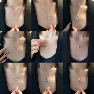 不掉色银色钛钢项链夏季 女网红气质直播快手抖音饰品百搭锁骨链