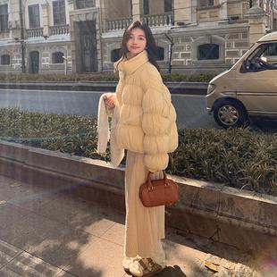 奶黄色短款羽绒服女冬季加厚独特漂亮90白鸭绒外套学院风流行爆款
