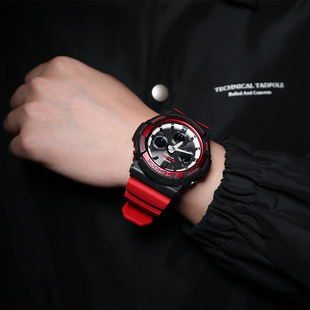 100RB 卡西欧手表男G SHOCK系列硬碰硬红色防水太阳能运动GAS