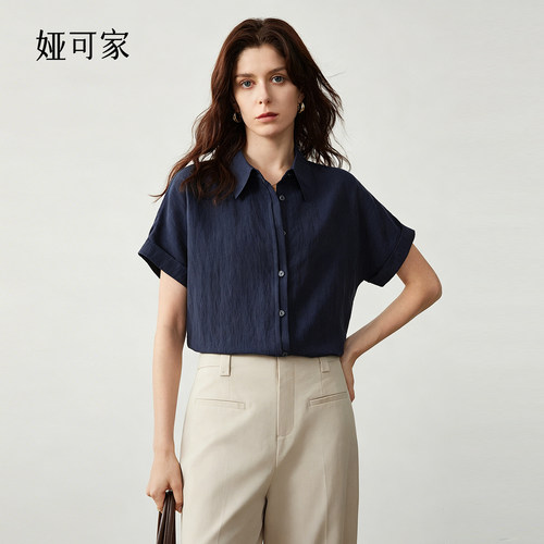 双门襟短袖衬衫女夏季轻薄空调衫