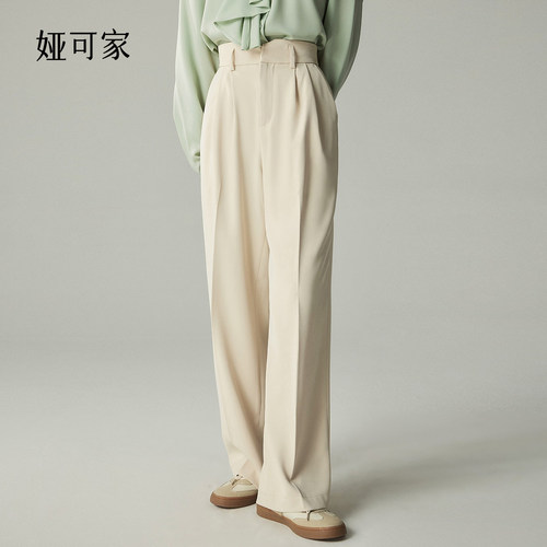 娅可家小v腰直通白色西装裤