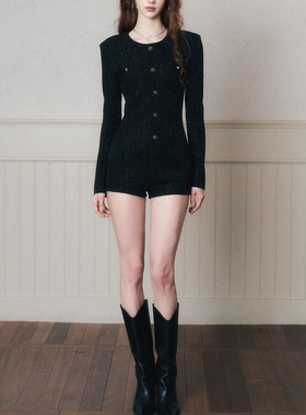 Zest Joy叛逆富家千金 法式小香风一体式连衣裤弹力修身连体衣