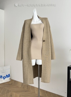 Zest Joy秋冬装中长款全羊毛双面呢大衣女宽松设计感毛呢外套