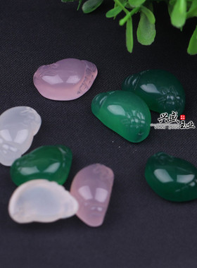 diy玉髓小脚丫知足常乐背云吊坠