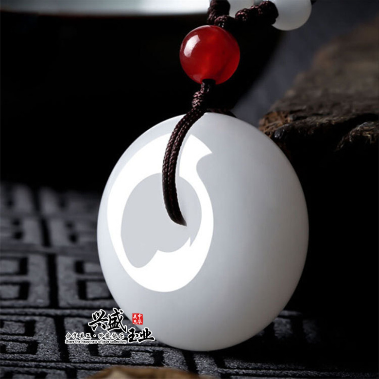 新疆金丝玉白玉平安扣吊坠项链玉坠情人节男女情侣款生日礼物玉佩
