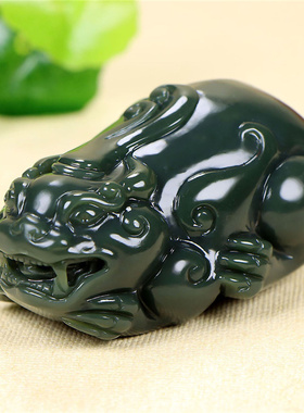 天然青玉招财保平安貔貅手把件