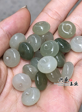 diy平安扣青海料湖水绿算盘珠