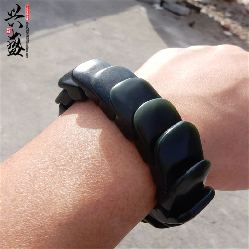 天然和田玉青玉龙鳞手串复古男女款甲胄手链鱼鳞鳞片手排手工雕刻