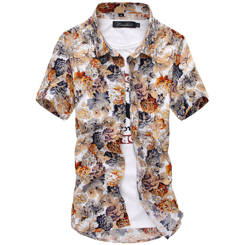 men flower Mens floral shirts Short sleeve Men dress shirt