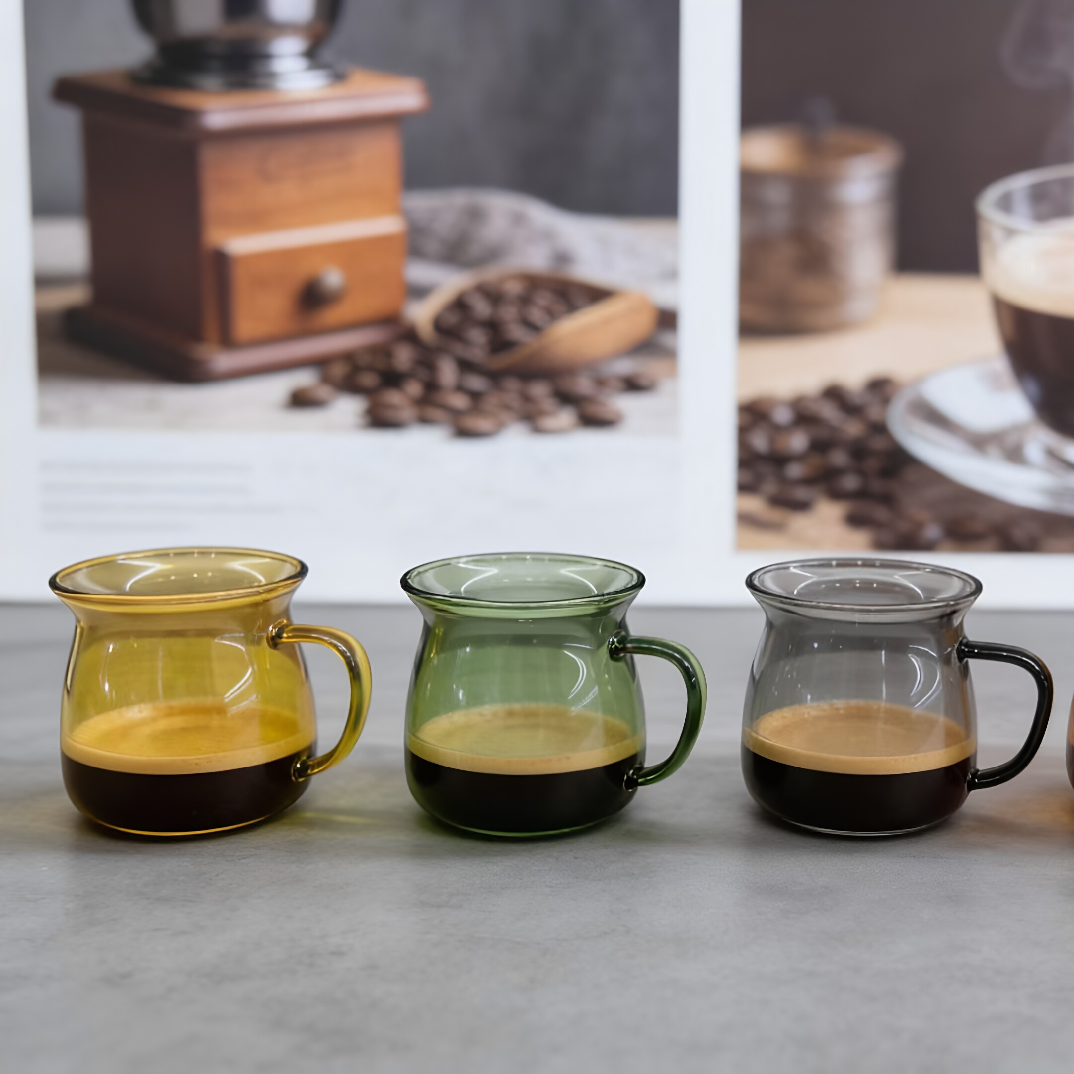 彩色玻璃复古挂耳拿铁咖啡杯