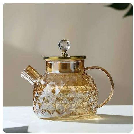 步慢堂高硼硅轻奢琥珀色耐热水壶