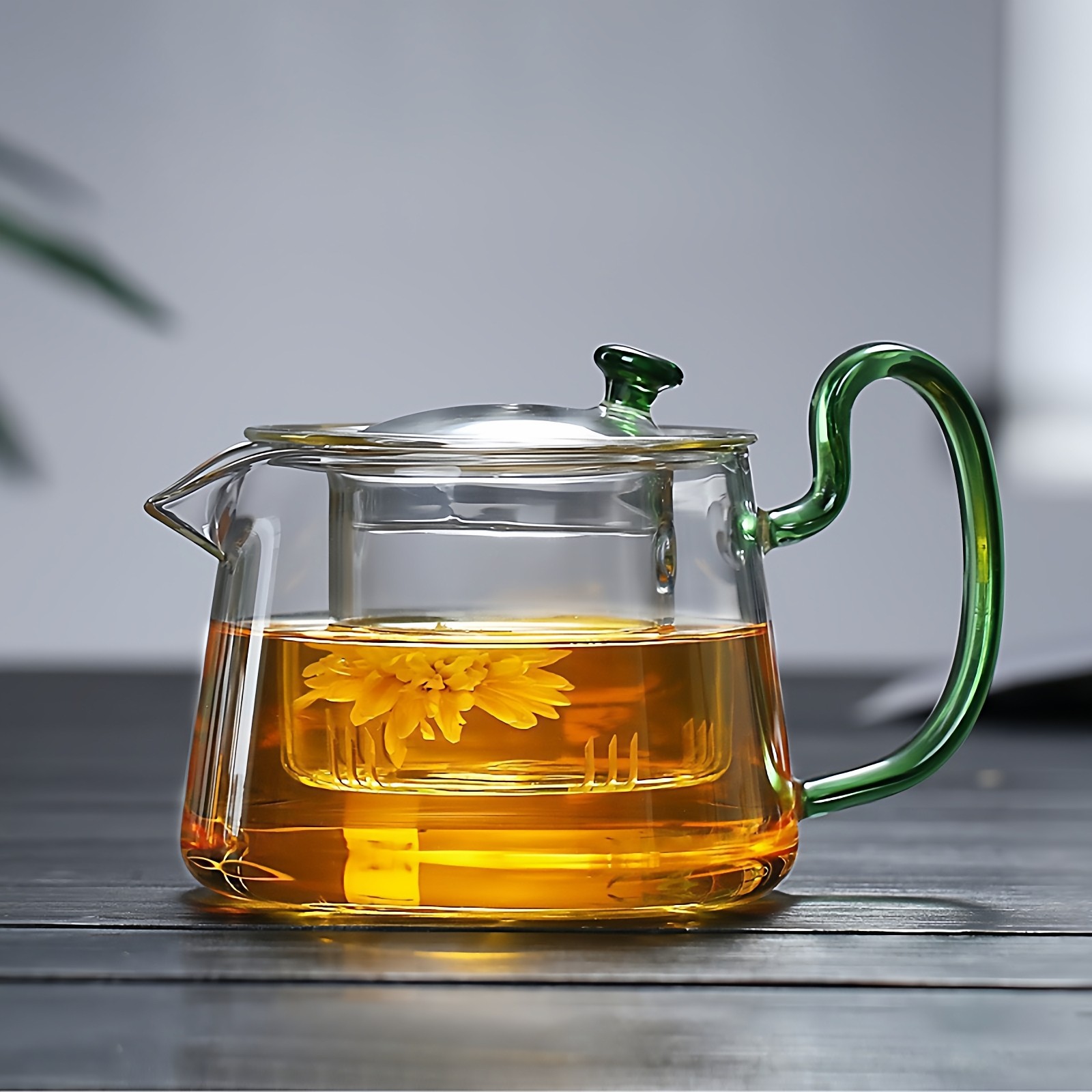 彩色高硼硅玻璃加厚侧把煮茶壶
