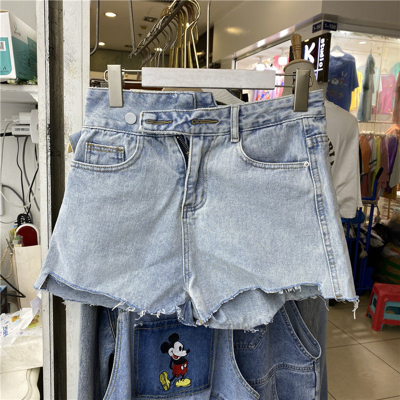 蓝贝儿家8811浅蓝色高腰牛仔裤女时尚百搭显瘦短裤女2024夏季半价