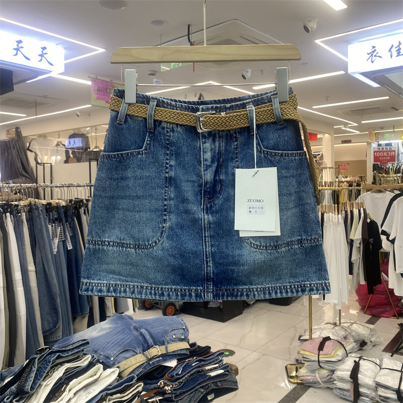 ZMJ8119夏款韩版高腰牛仔半身裙女新款A字显瘦防走光百搭短裙夏季