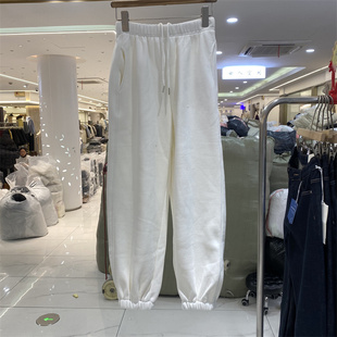 A.XI阿喜栗简35-199正品加绒加厚束脚卫裤女冬宽松显瘦九分哈伦裤