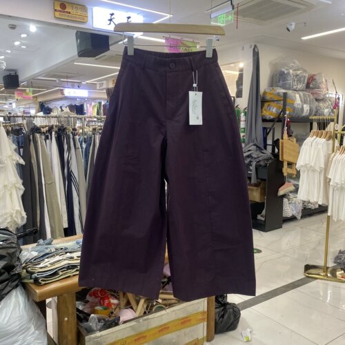 夏季高腰显瘦阔腿九分休闲裤女
