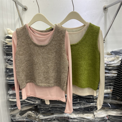 欧货女秋新款时尚圆领长袖T恤